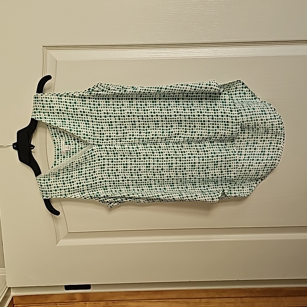 Green/White Printed Sleeveless Blouse